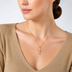 14K Two-tone Diamond-cut Crucifix Pendant - Model Shot