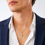 14K Two-tone Diamond-cut Crucifix Charm - Model Shot