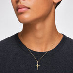 14k Praying Boy Cross Charm - Model Shot