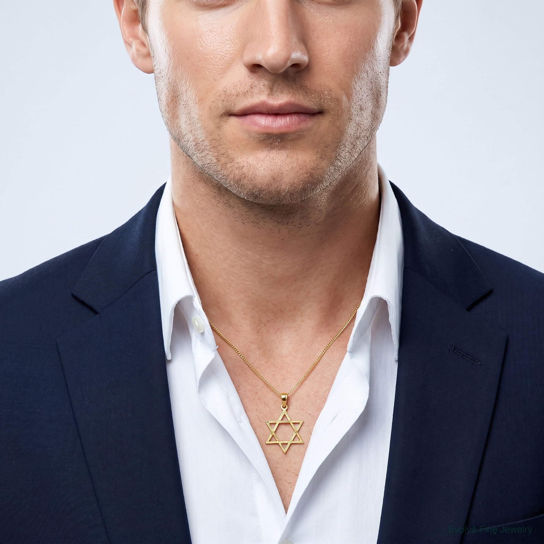 14k Star of David Pendant - Model Shot