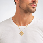 14K Polished 3-D Filigree Puffed Heart Pendant - Model Shot