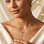 14K White Gold MOM with Heart Pendant - Model Shot