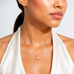 14K Charleston Palm Tree with Moon Pendant - Model Shot