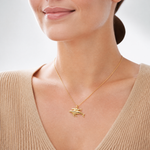 14K Mother and Baby Humpback Whale Pendant - Model Shot