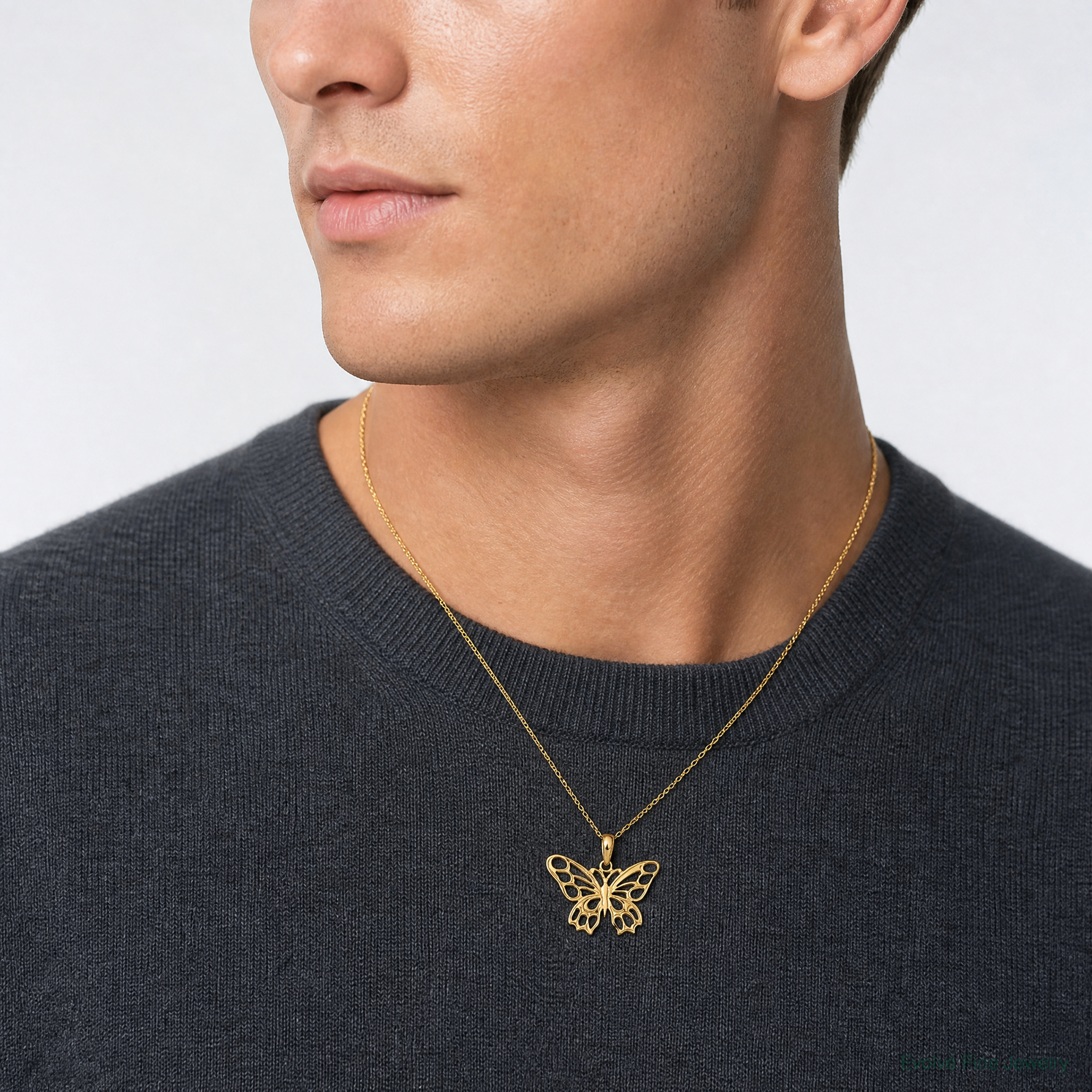 14K Butterfly Cut-out Pendant - Model Shot