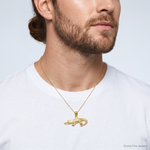 14K Textured Alligator Pendant - Model Shot