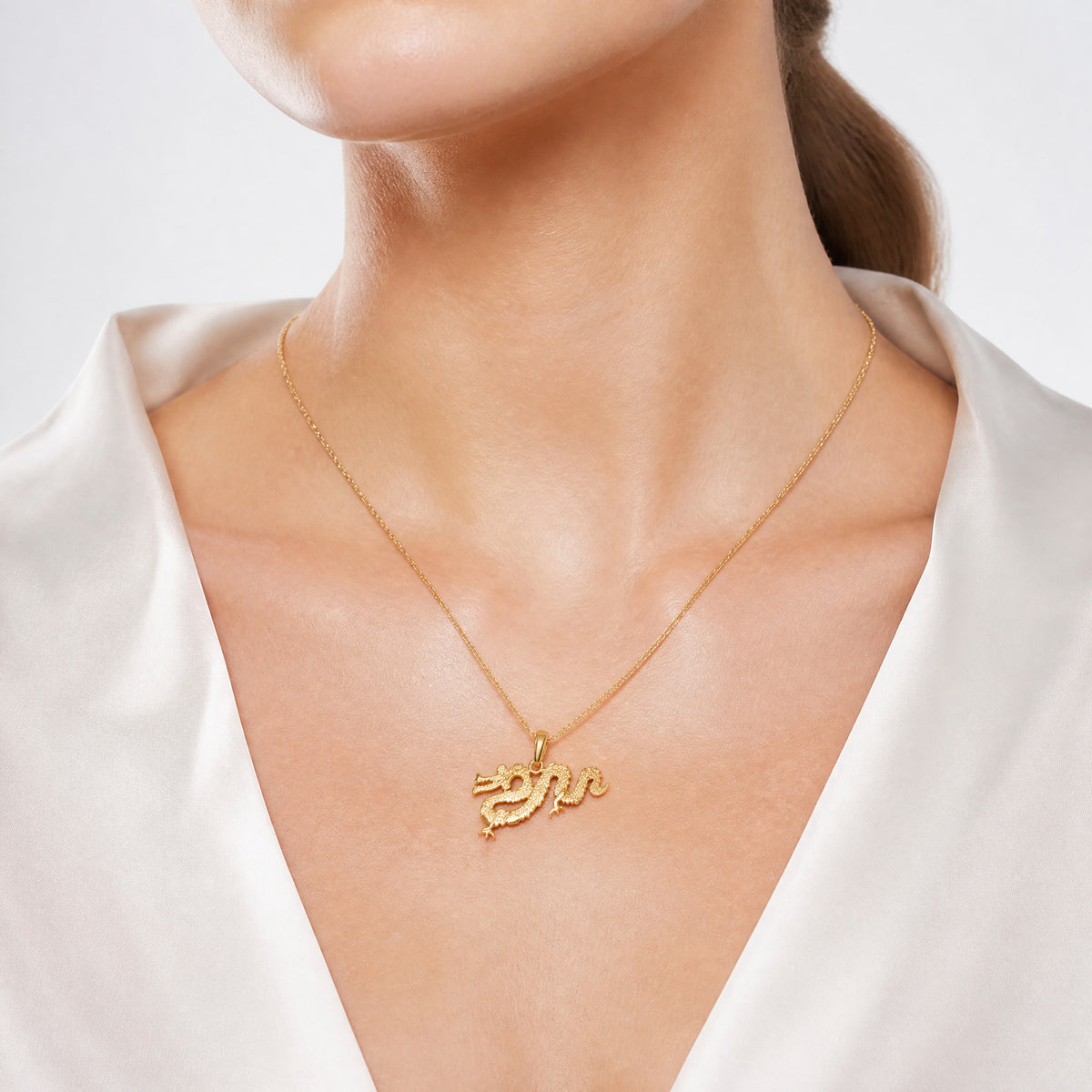 14K Dragon Pendant - Model Shot