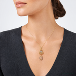 14K Two-Tone w/White Rhodium Lady Guadalupe Cross Pendant - Model Shot