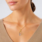 14K Two-tone and White Rhodium Polished 3 Hearts Pendant - Model Shot
