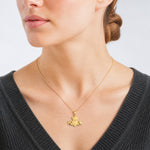14k Polished/Textured Claddagh Pendant - Model Shot