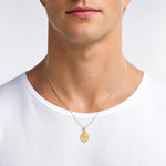 14k Polished Small Fleur De Lis in Oval Pendant - Model Shot