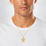 14K Polished/Textured Guardian Angel W/Heart Pendant - Model Shot