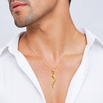 14K Brushed 3D Italian Horn Pendant - Model Shot