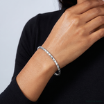 14k White Gold Textured Slip-on Bangle Bracelet - Model Shot