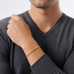14K Polished and Textured Hinged Bangle Bracelet - Model Shot