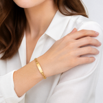 14k Semi-solid Curb Link 6.75in Id Bracelet - Model Shot