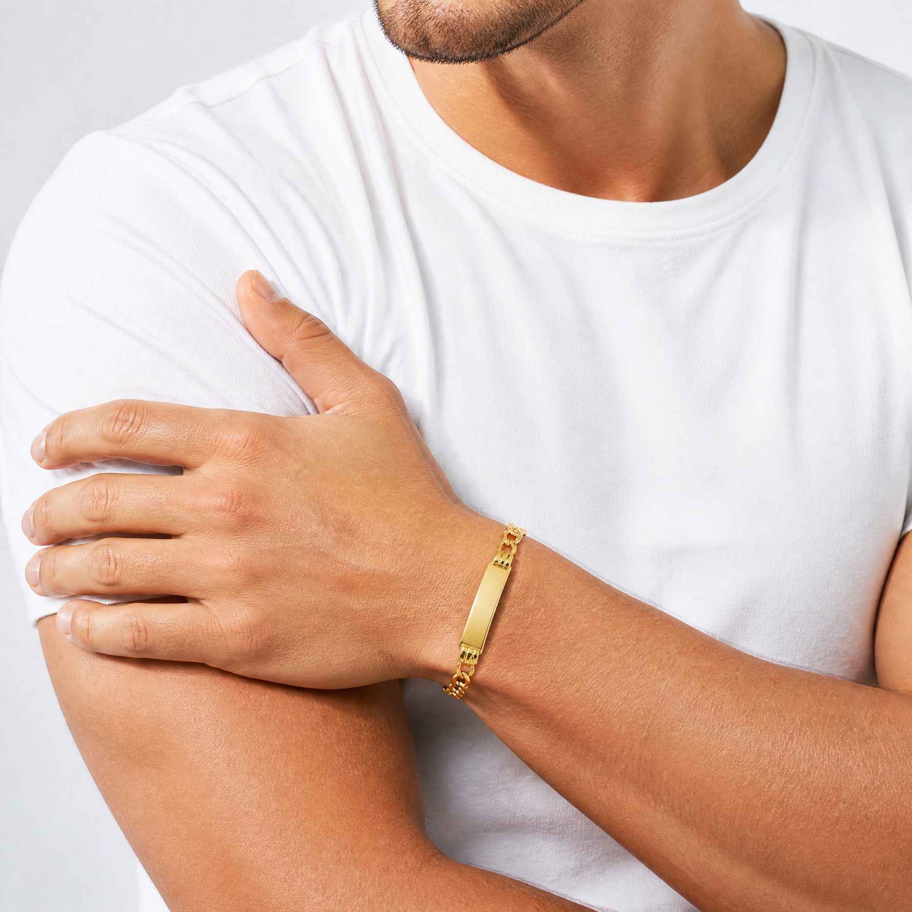 14k Semi-Solid Curb Link 5.9mm ID Bracelet - Model Shot