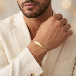 14k Semi-Solid Figaro Link ID Bracelet - Model Shot
