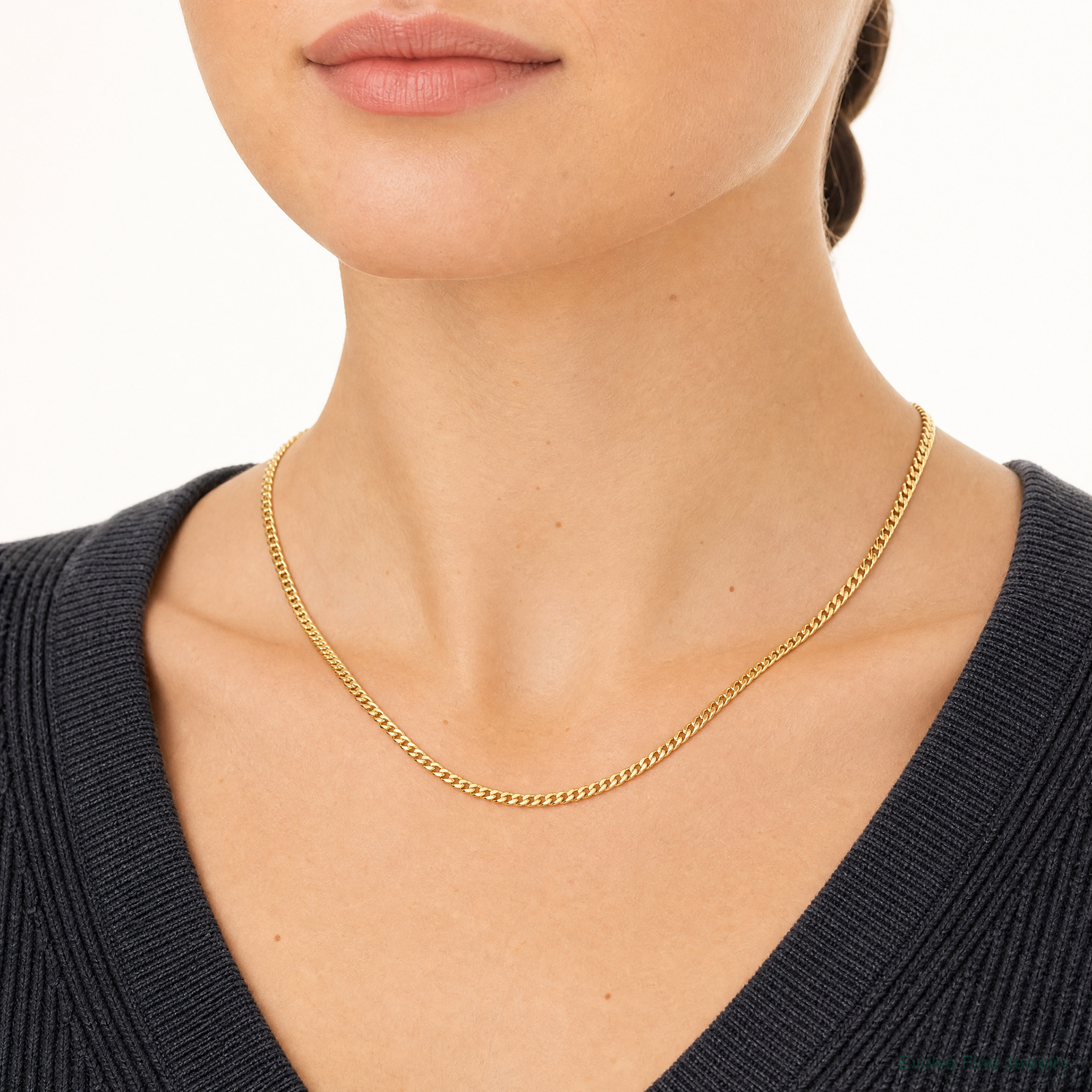 14k 3.5mm Solid Miami Cuban Chain - Model Shot