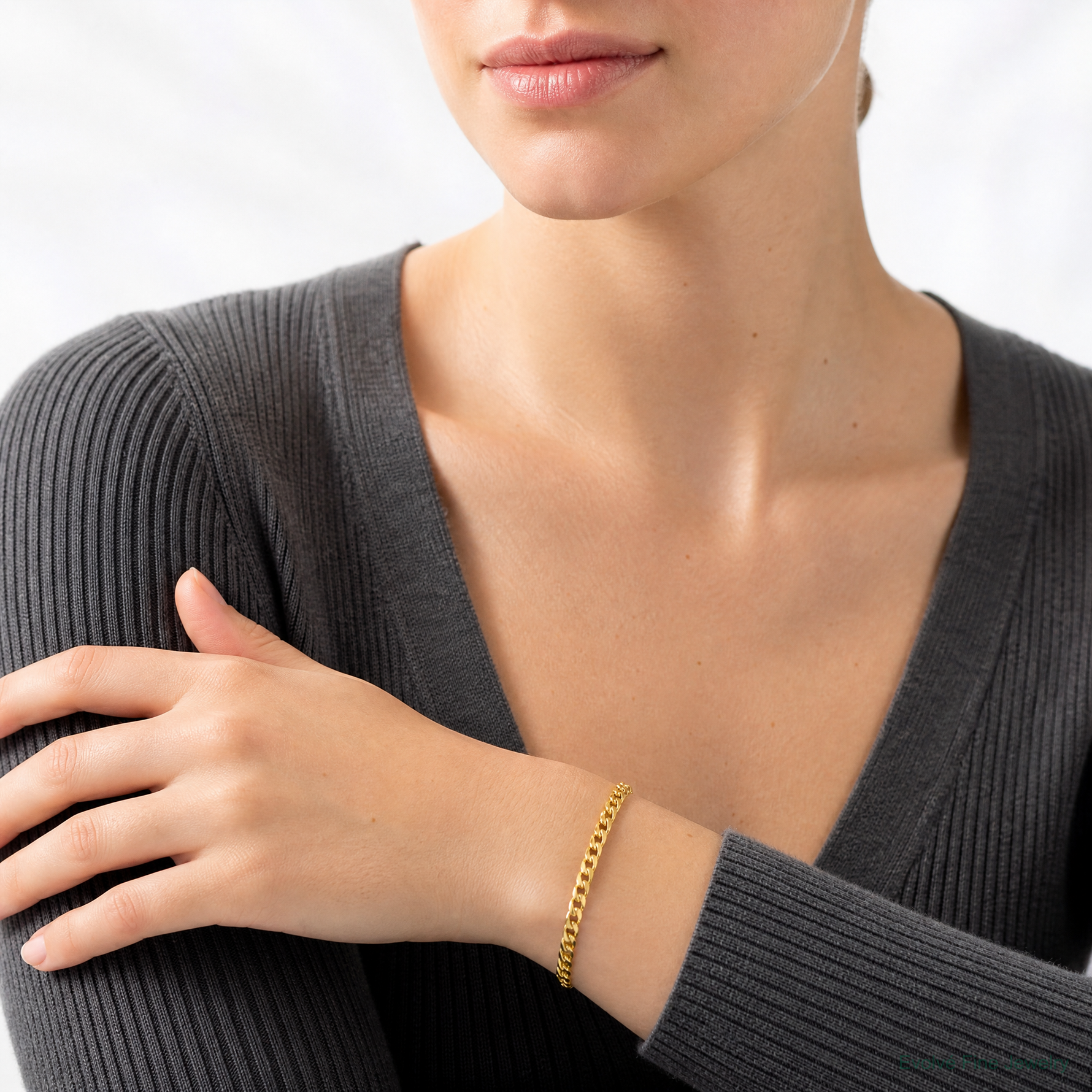 14k 4.25mm Solid Miami Cuban Chain - Model Shot