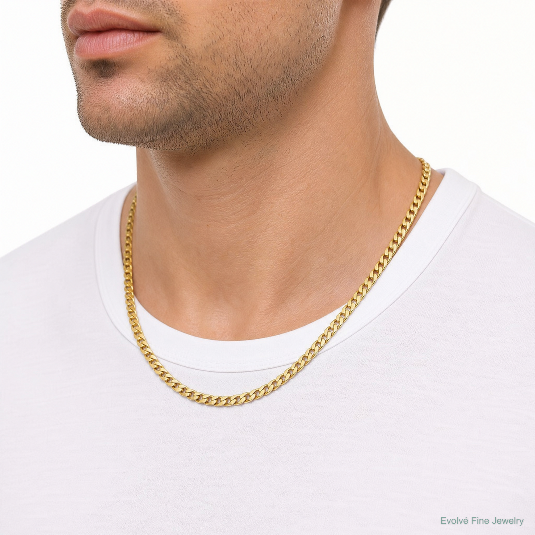 14k 5mm Solid Miami Cuban Chain - Model Shot