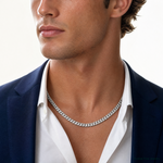 14k White Gold 5mm Solid Miami Cuban Chain - Model Shot