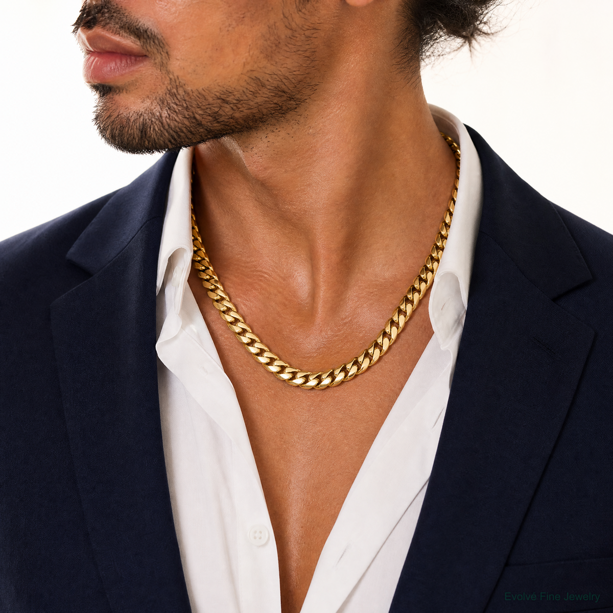 14k 6.25mm Solid Miami Cuban Chain - Model Shot