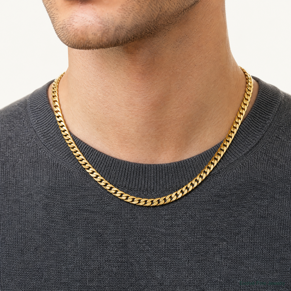 14k 6.75mm Solid Miami Cuban Chain - Model Shot