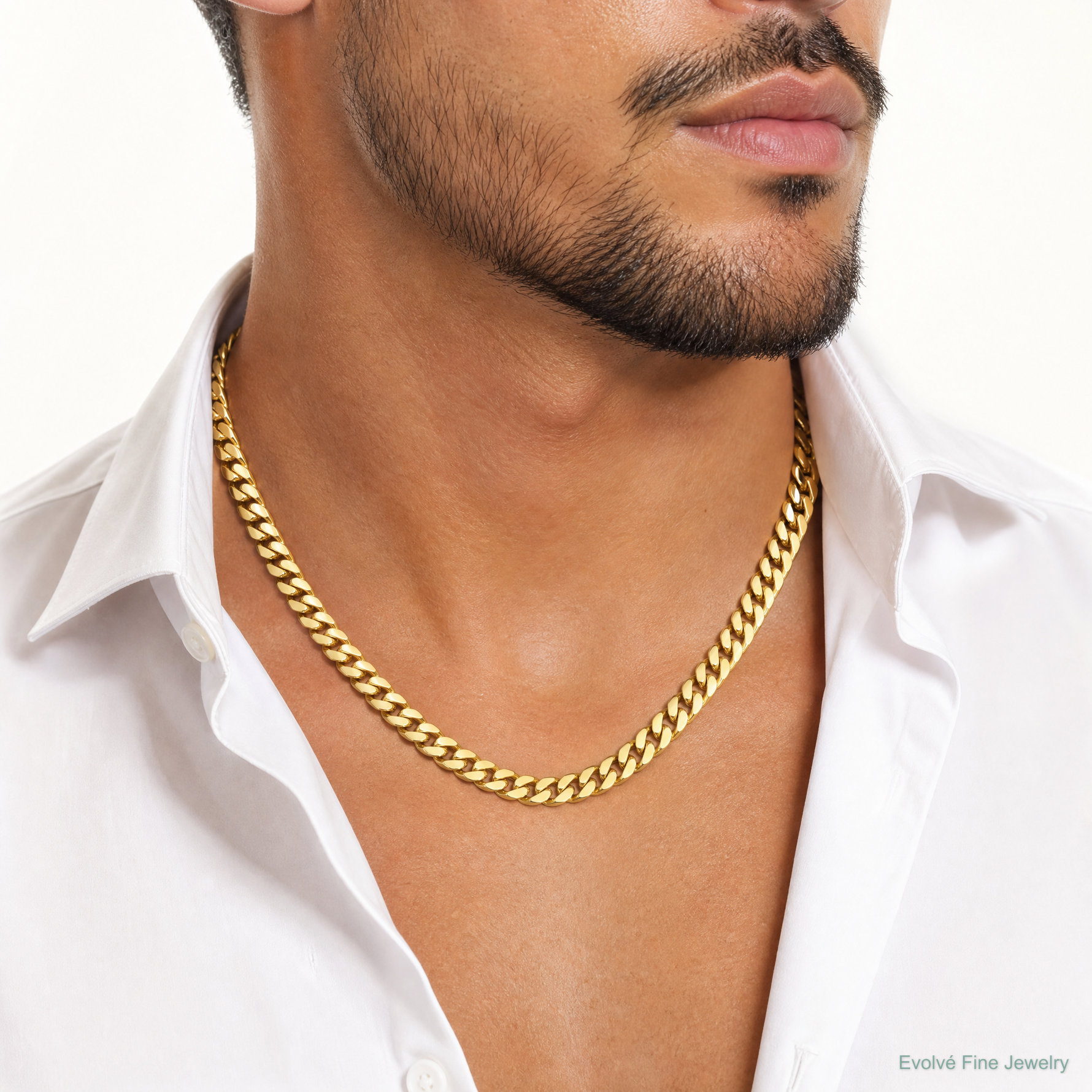 14k 8mm Solid Miami Cuban Chain - Model Shot