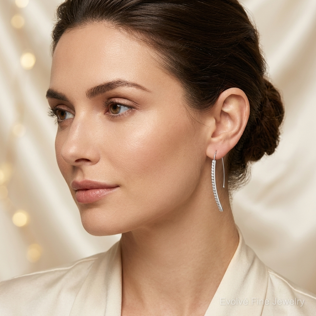 14k WG Diamond Fascination Diamond Dust/Accent Earrings - Model Shot