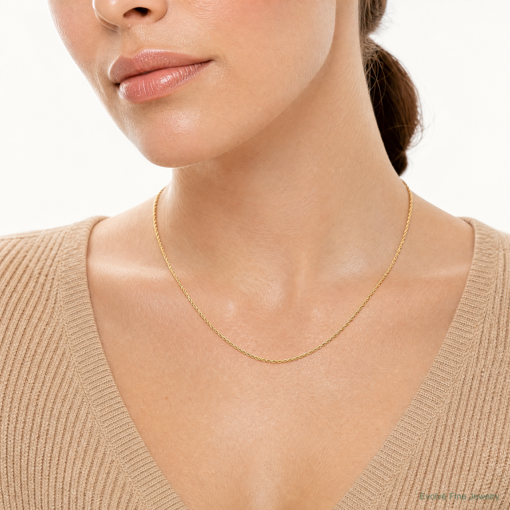 14k 2mm Semi-solid D/C Rope Chain - Model Shot