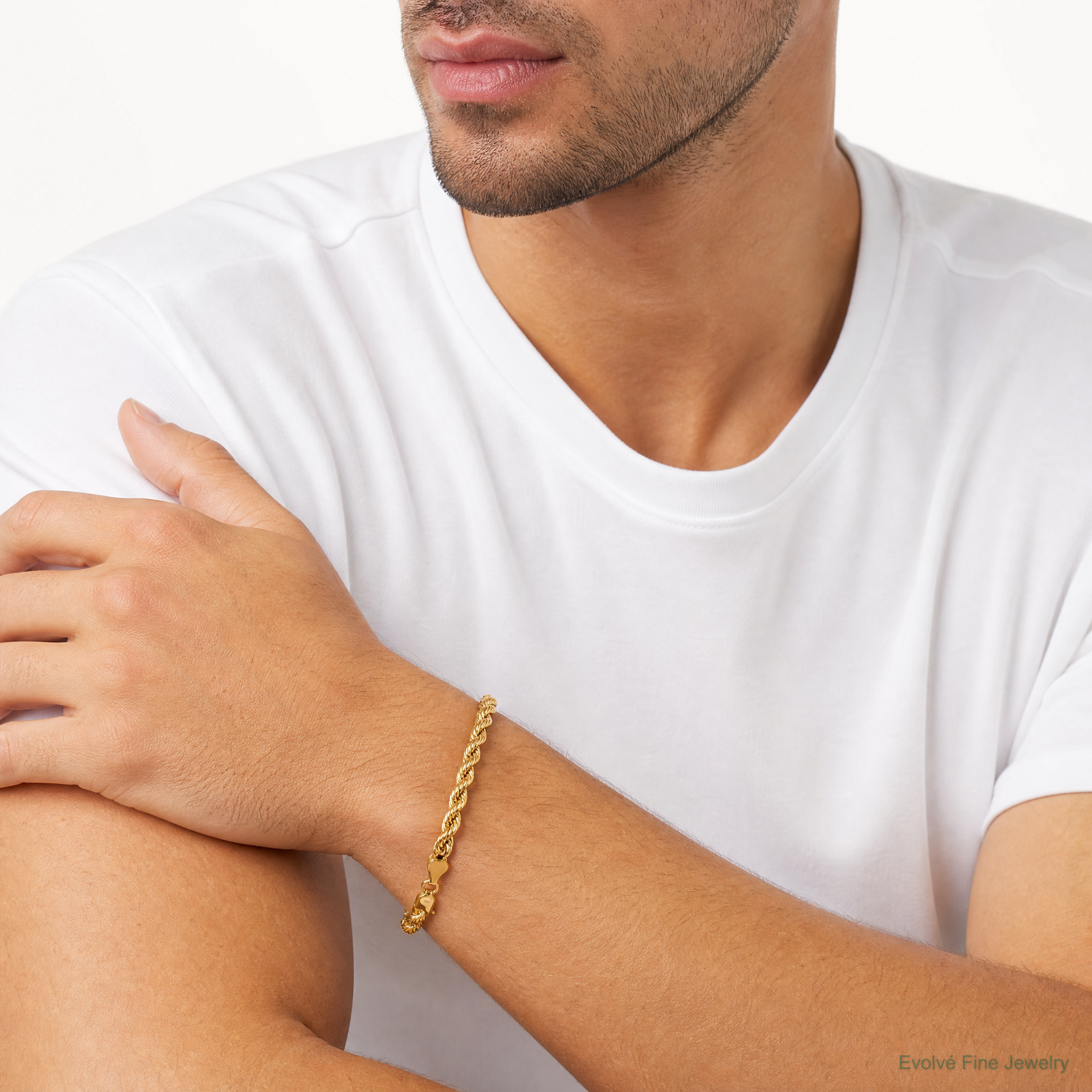 14k 5.5mm Semi-solid D/C Rope Chain - Model Shot