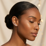 14k White Gold Diamond Ear Climber Earrings - Model Shot