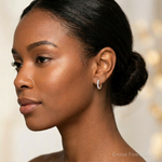 14k Rose Gold Diamond Hinged Hoop Earrings - Model Shot
