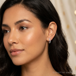 14k White Gold Diamond Hinged Hoop Earrings - Model Shot
