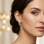 14k White Gold Fancy Hinged Diamond Earrings - Model Shot