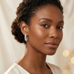 14k White Gold Diamond Omega Back Earrings - Model Shot