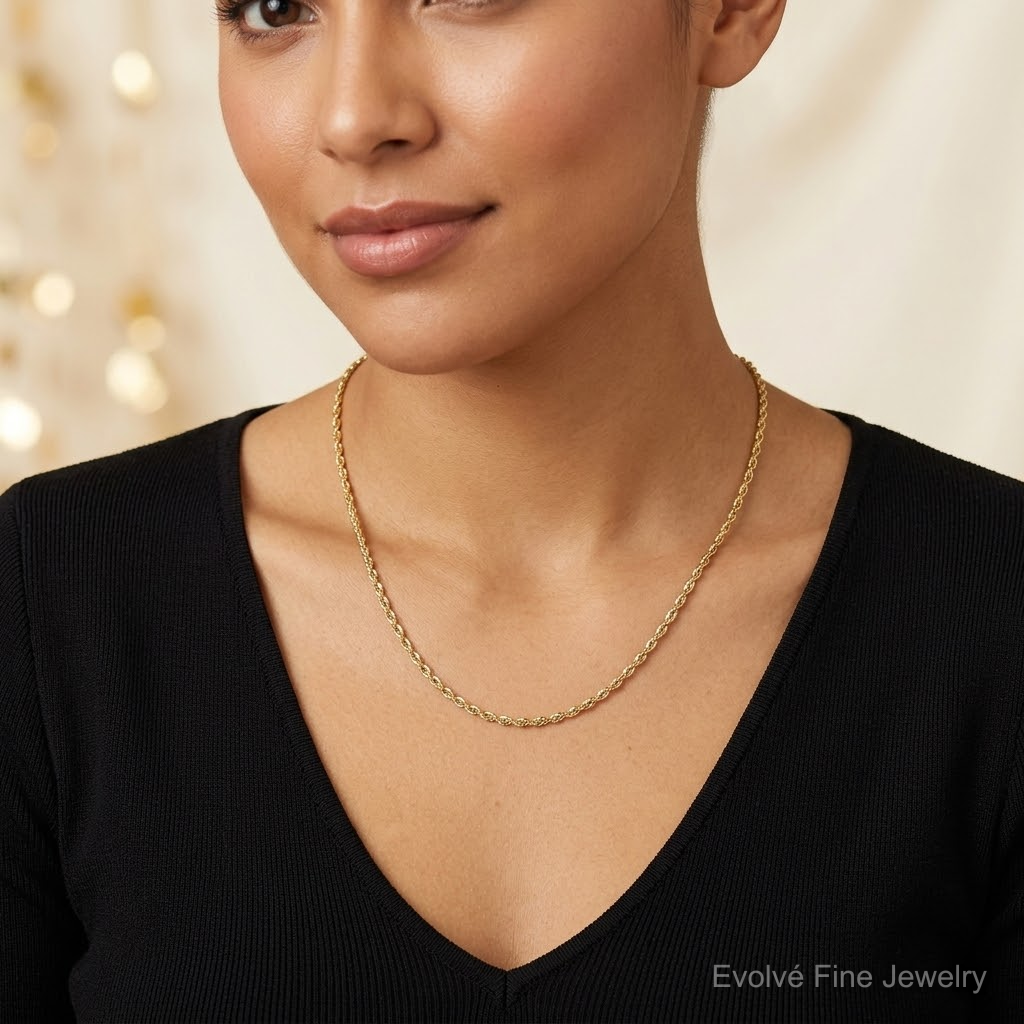 14k 2.0mm Ultra D/C Rope Chain - Model Shot