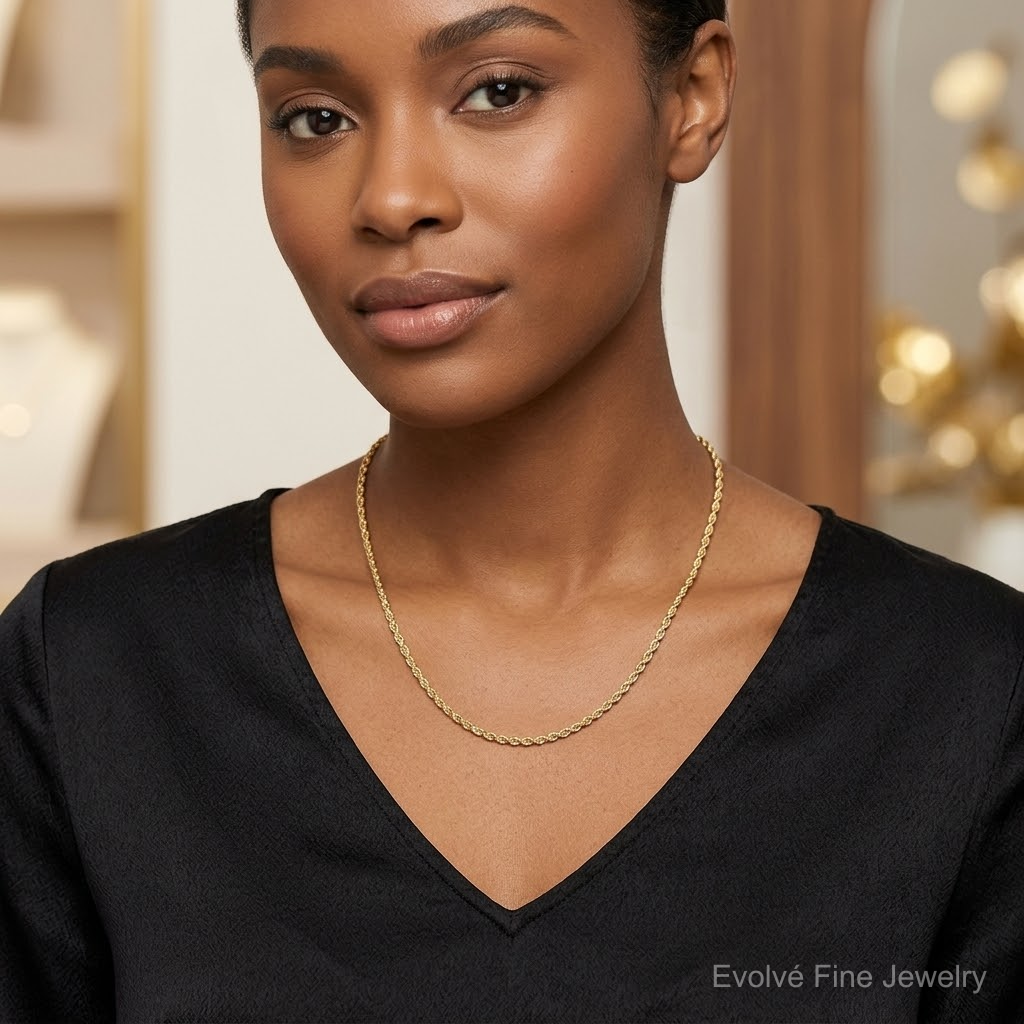 14k 2.25mm Ultra D/C Rope Chain - Model Shot