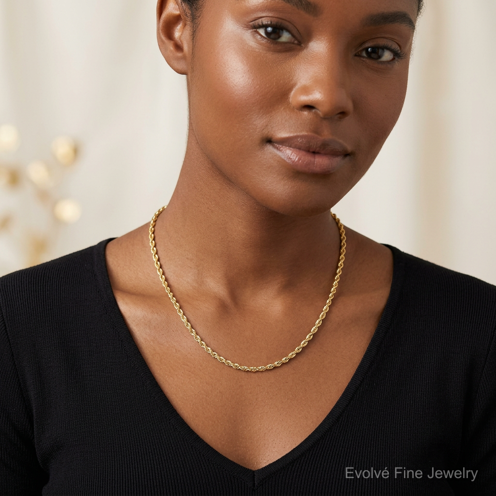 14k 2.75 mm Ultra D/C Rope Chain - Model Shot