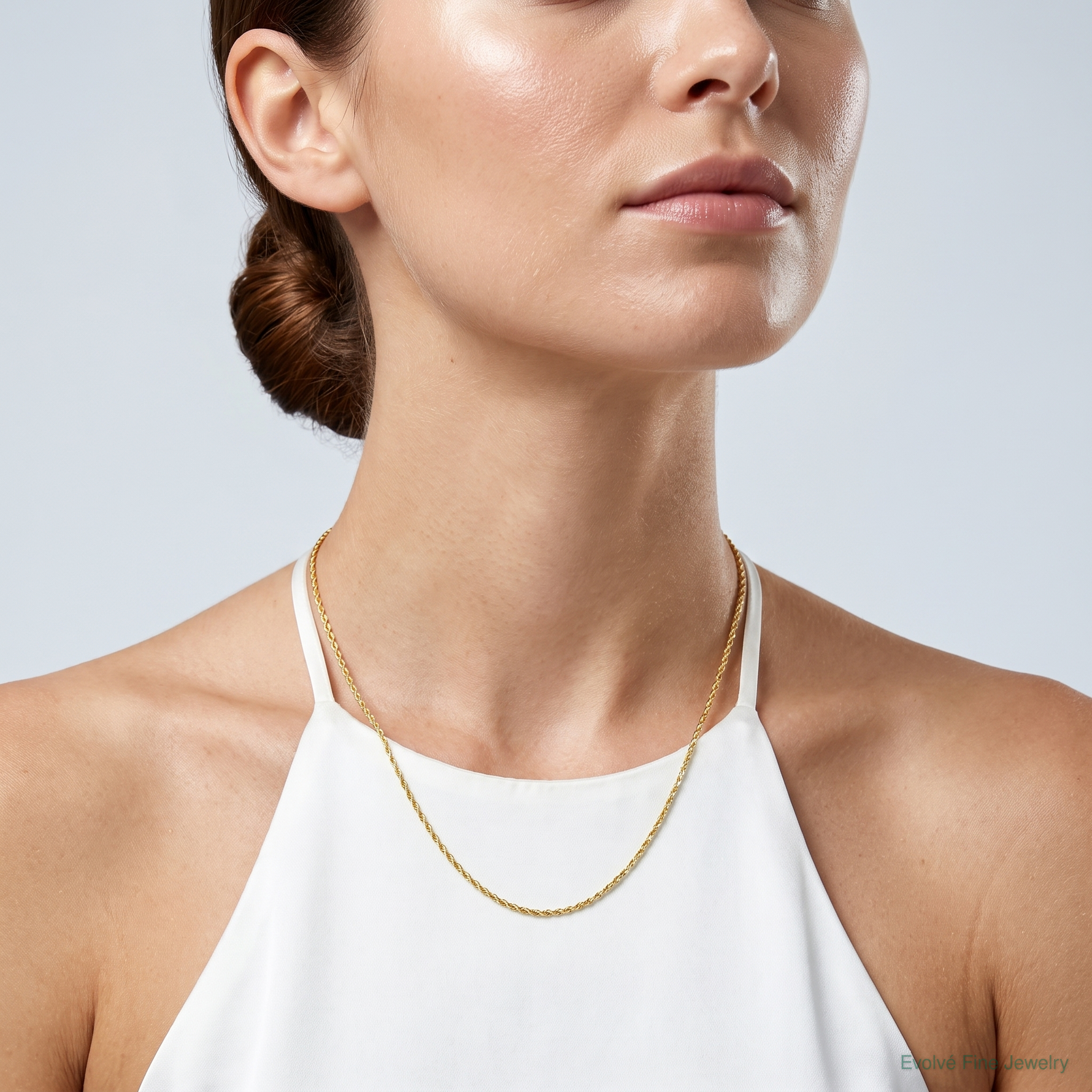 Leslie's Sterling Silver Gold-plated Adjustable 1.2mm D/C Rope Chain - Model Shot