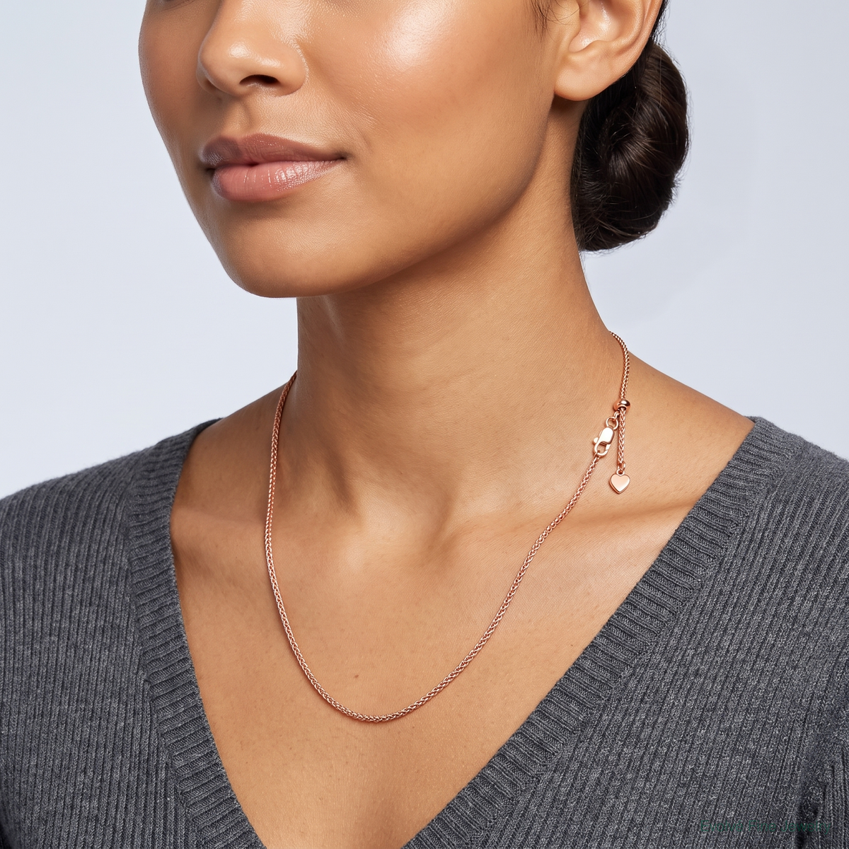 Leslie's Sterling Silver Adjustable Rose Gold-plated 1.3mm Spiga Chain - Model Shot