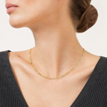14k 4mm Flat Figaro Chain - Model Shot