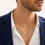 14k 7mm Flat Figaro Chain - Model Shot