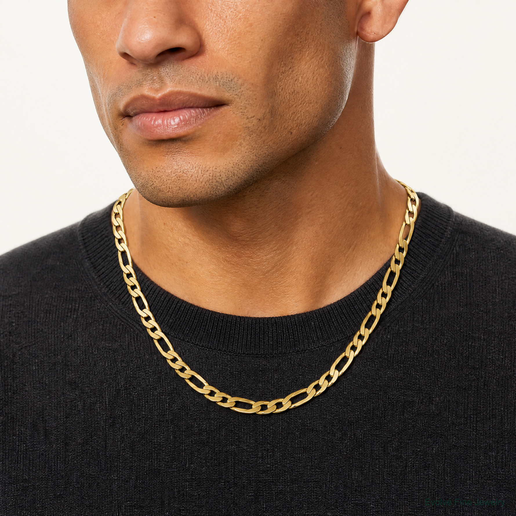 14k 8.75mm Flat Figaro Chain - Model Shot