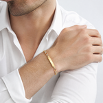 14k with Rhodium Pavé Figaro ID Bracelet - Model Shot