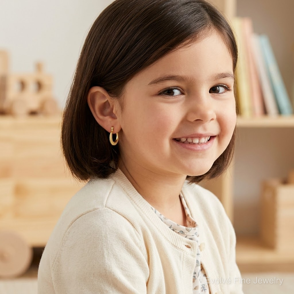 14k Madi K Textured Hoop Earrings - Model Shot