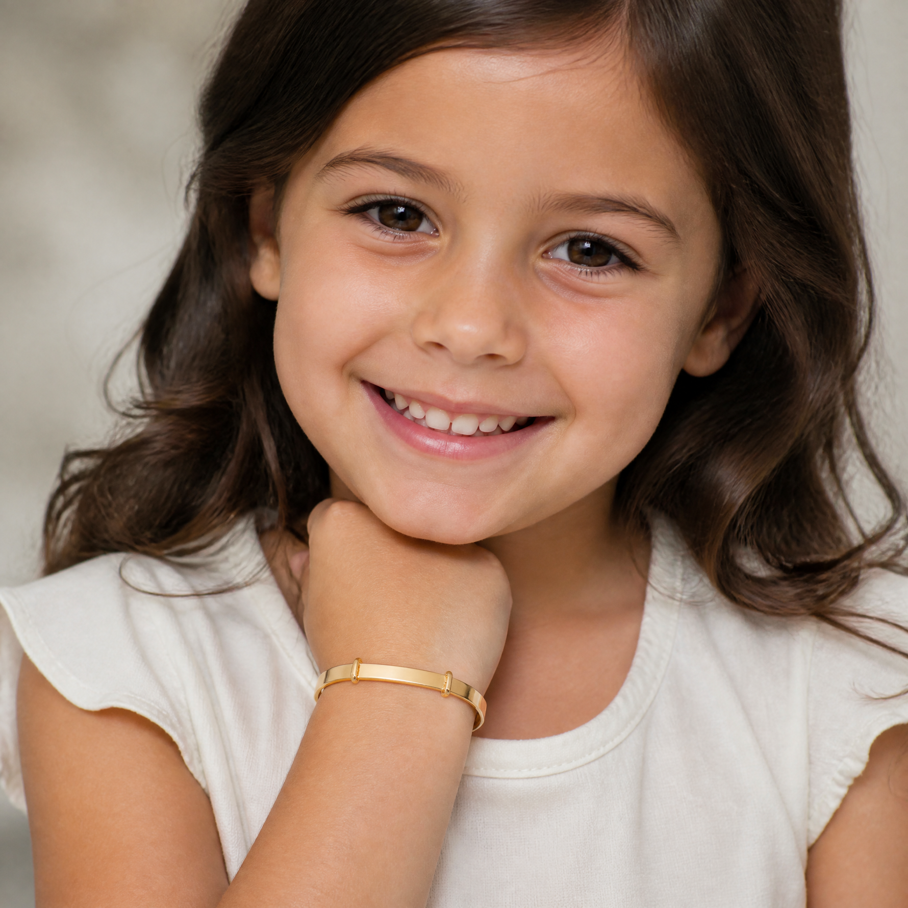14K Madi K Polished Expandable Baby Bangle - Model Shot