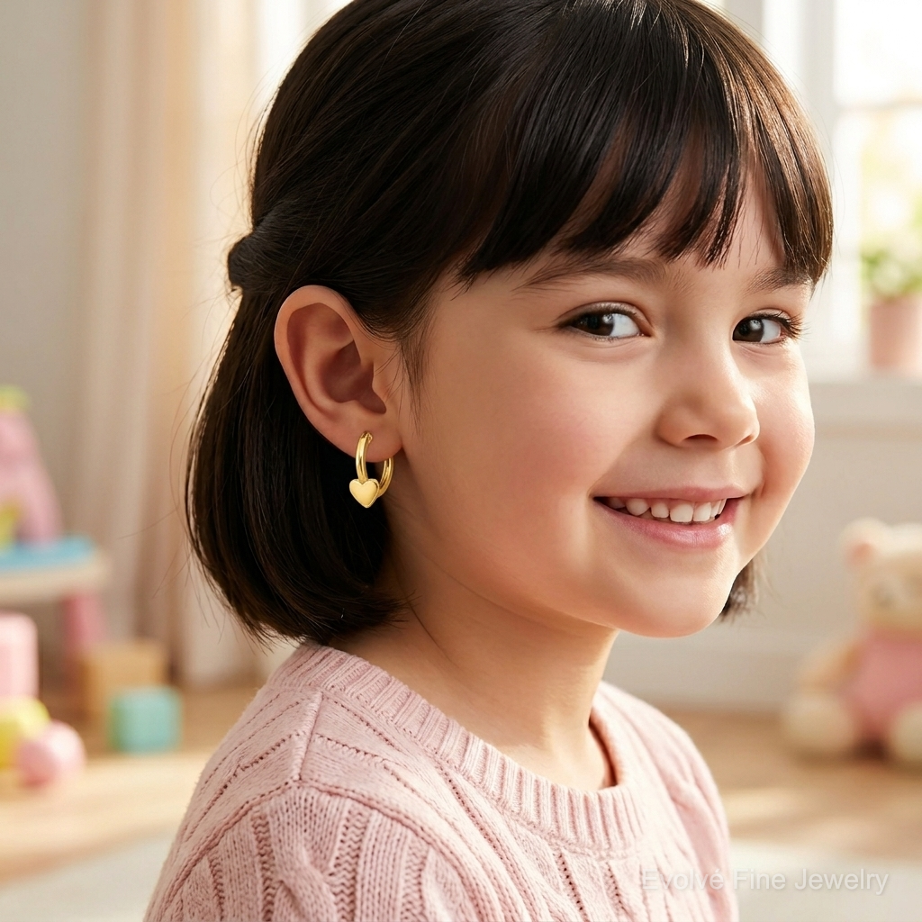 14k Madi K Heart Hoop Earrings - Model Shot
