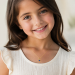 14k Madi K 3mm Sapphire Heart Birthstone Necklace - Model Shot